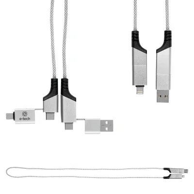 Three foot quick charge cable coiled neatly on white