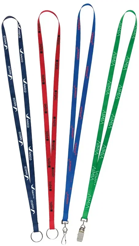 3/8" Silk Screen Polyester Lanyard with Free Attachments — view 1
