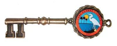 3-D Antique Finish Key w/ Photo Etched Insert. - 1-1/2"