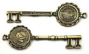 3-D Metal Cast Key with Insert - 1-1/2" β view 1