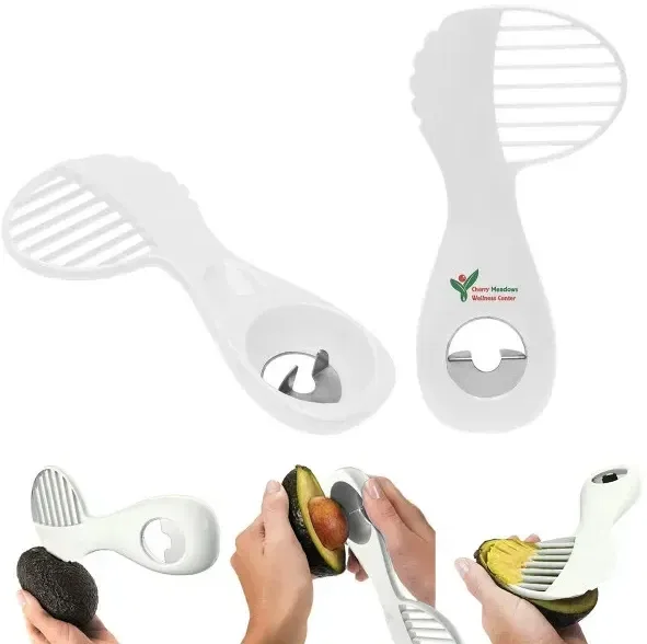 Custom Printed 3-in-1 Avocado Tool in use