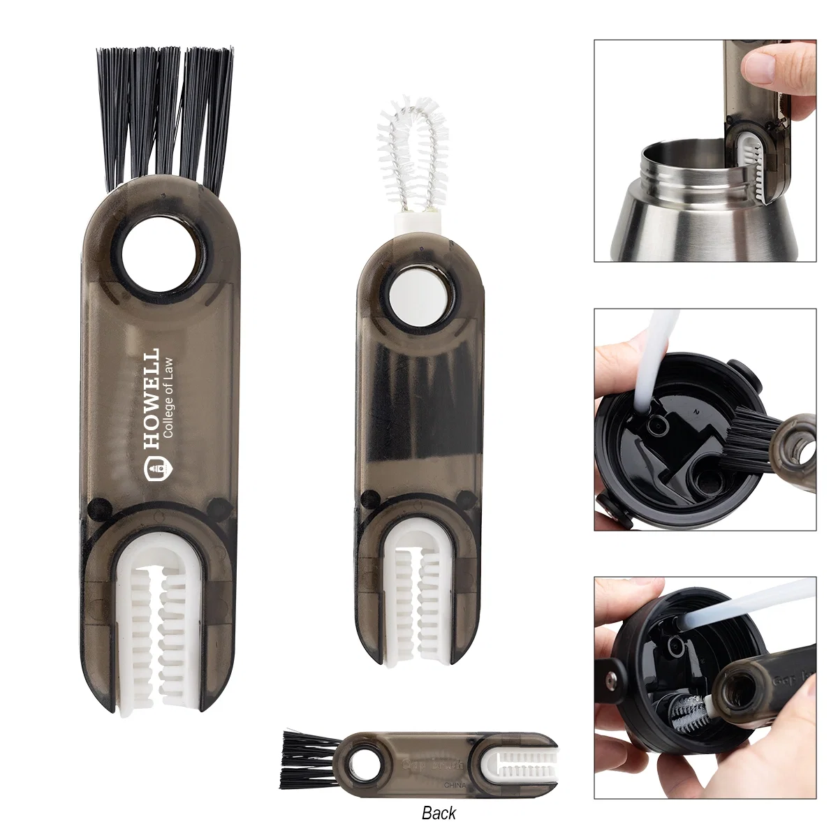 Three-in-one brush set made for cleaning cup lids and grooves