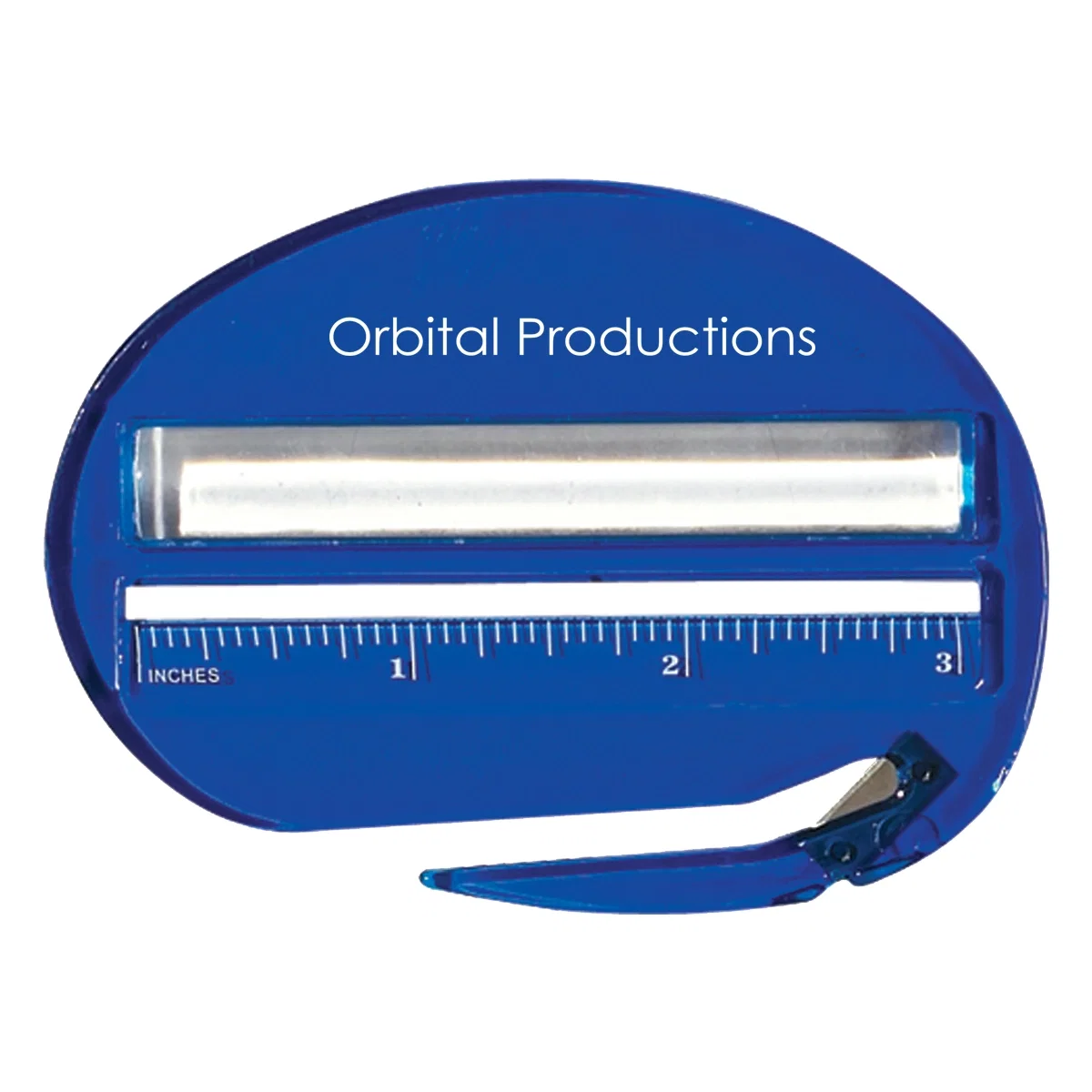 Flat handheld letter opener measuring under four inches wide