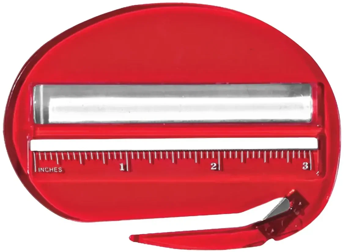 Custom letter opener in translucent plastic with three built-in functions