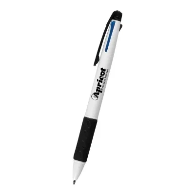 Multifunction pen in white with contrasting colored trim