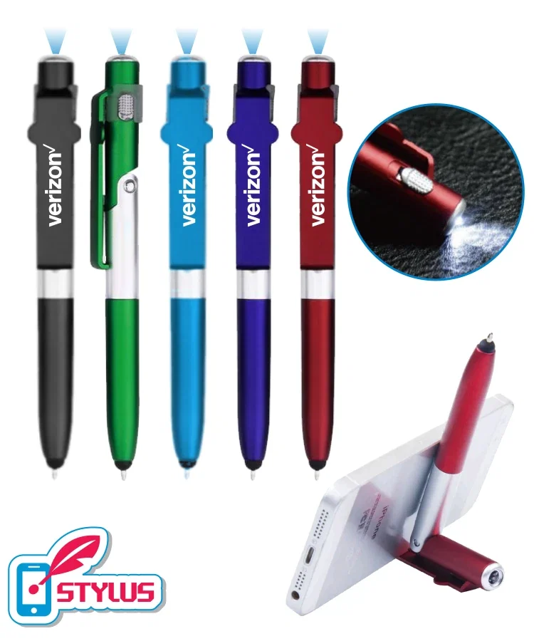 3-in-1 Phone Stand LED Flashlight Stylus Pen