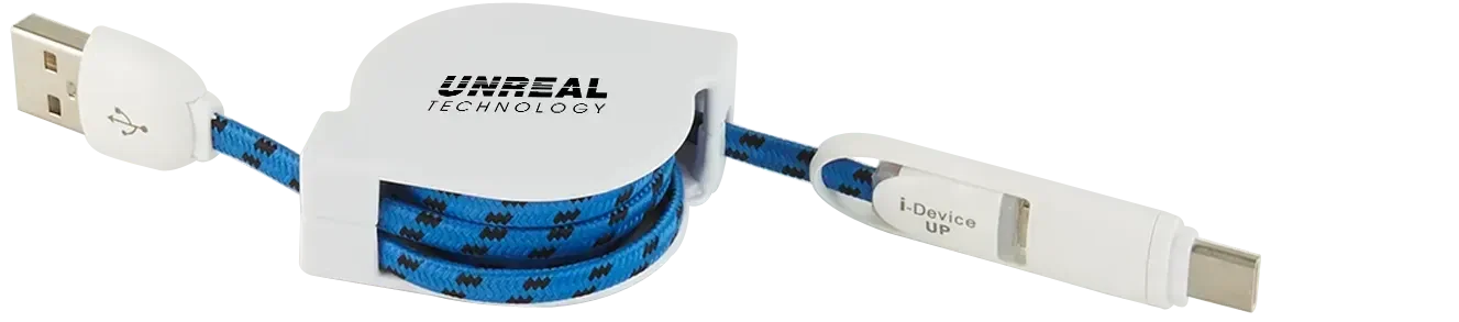 3 in 1 Retractable Fabric Charge-It™ Cable