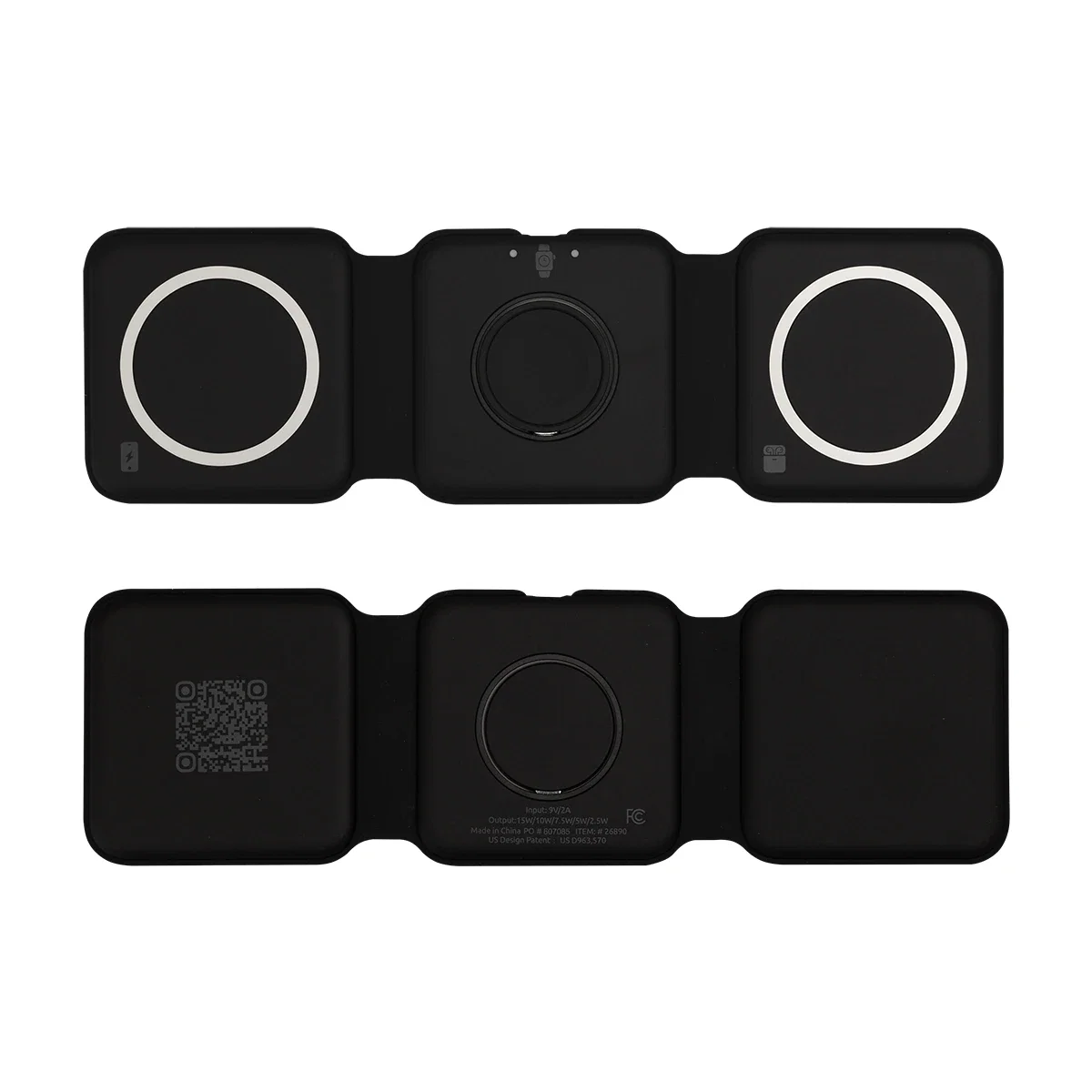 Phone and watch resting on the pads together