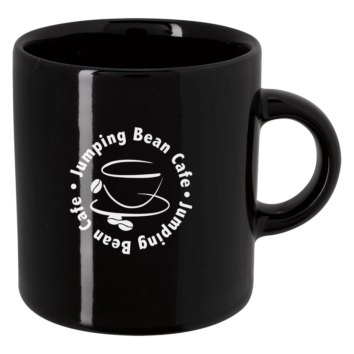 Handle detail on the side of the black demitasse
