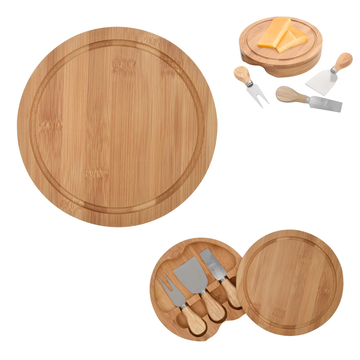 Board opened to reveal the utensil set stored inside