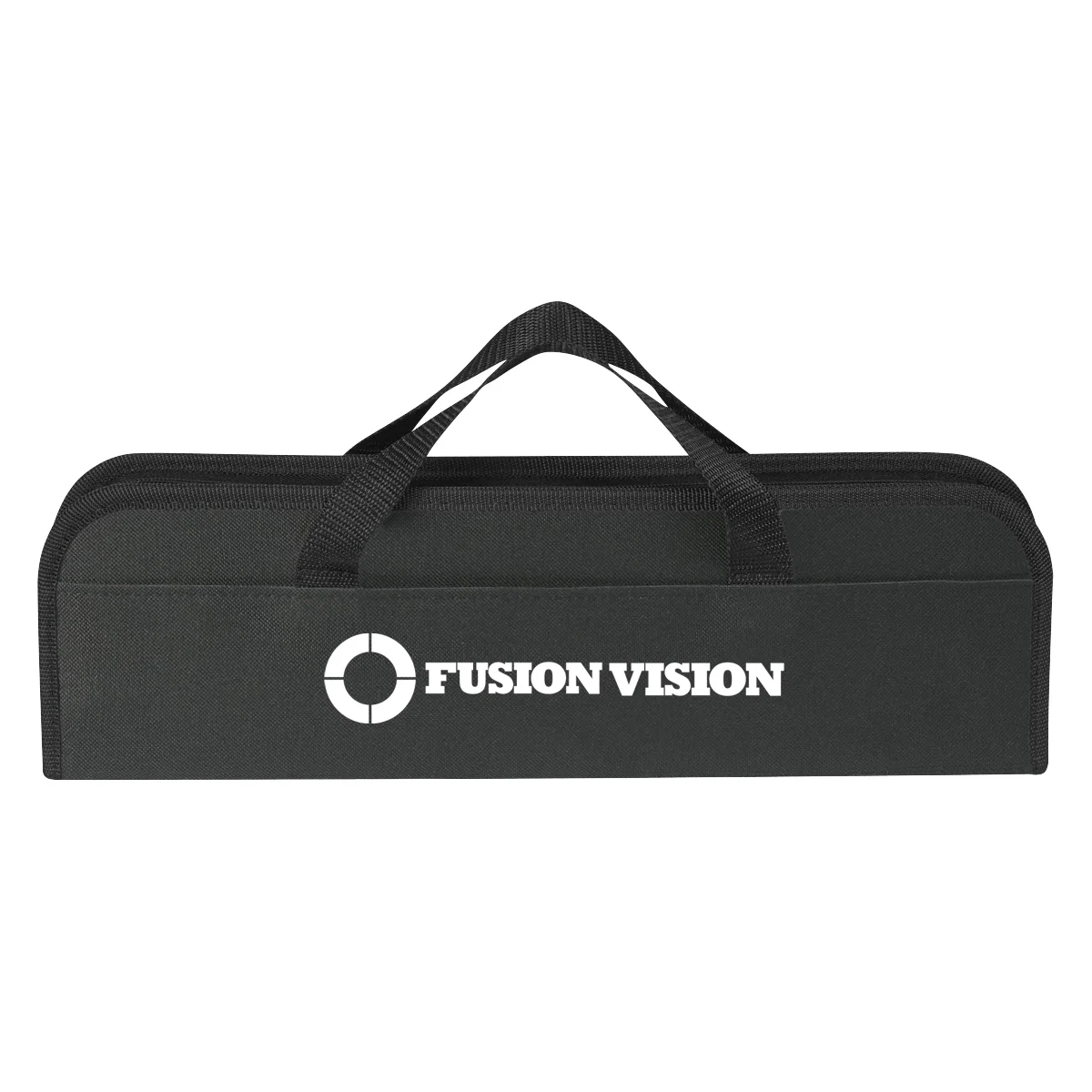 Open case showing the spatula tongs and fork held in place