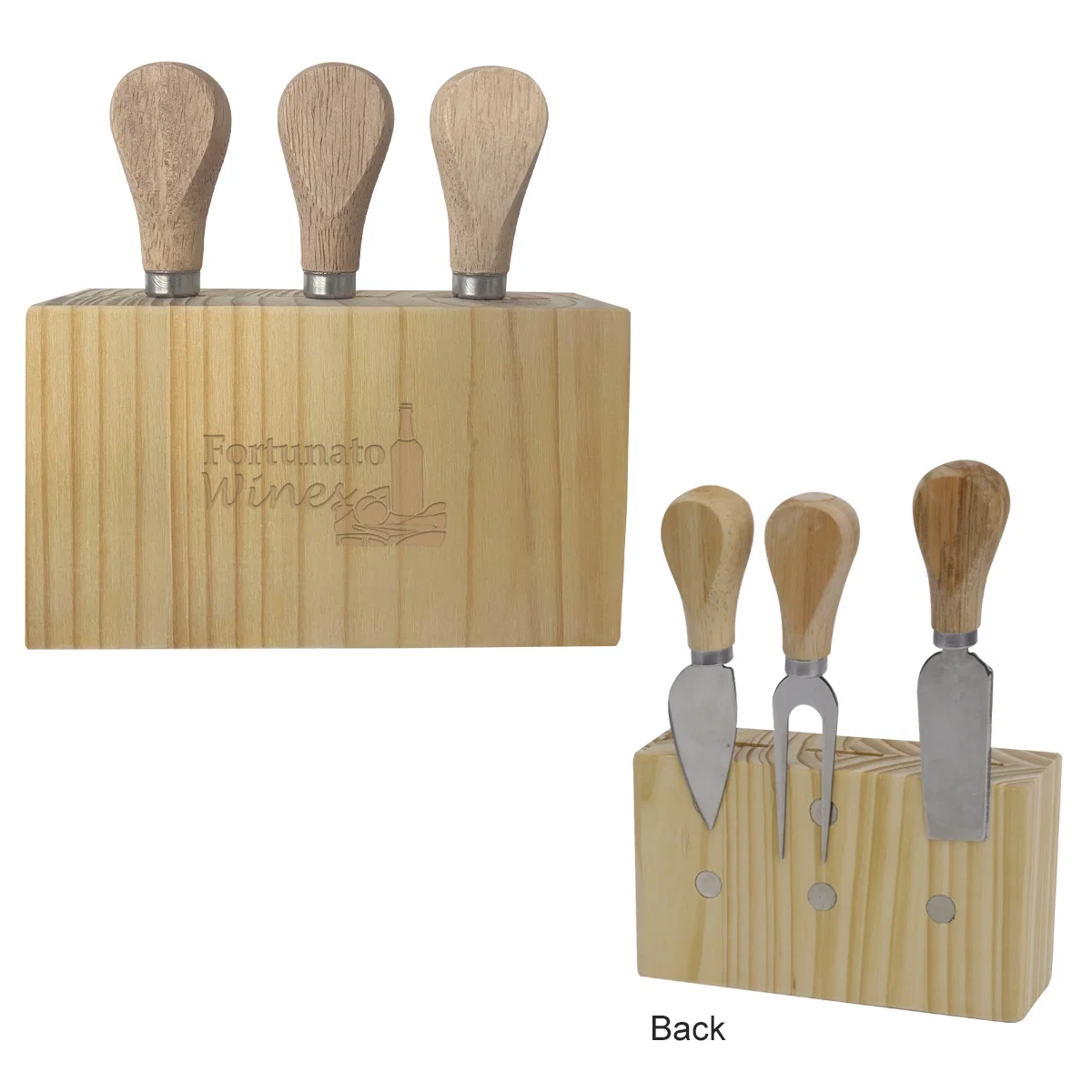 Three piece cheese cutlery set measuring five inches wide
