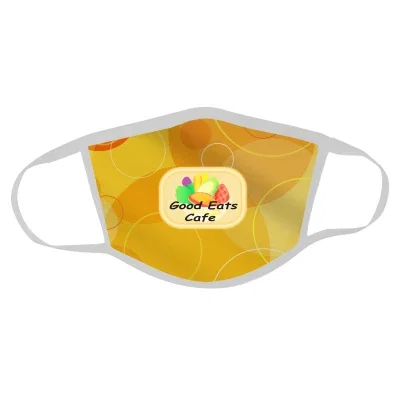 Three ply polyester face mask laid flat and open