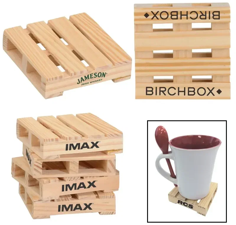 Personalized Mini Pallet Coaster - 3" Square