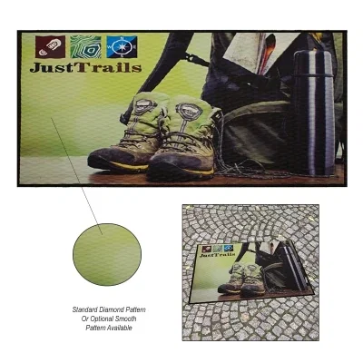 Indoor rubber mat measuring roughly three by five feet