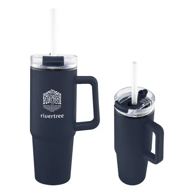 Thirty ounce recycled tumbler standing nine inches tall