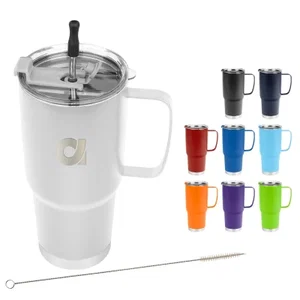 30 Oz. Lisbon Stainless Steel Tumbler With Straw