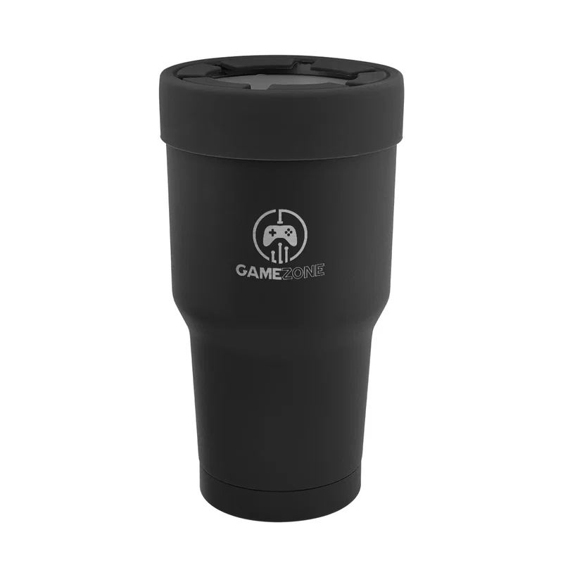 Straight-on shot of the stainless drink sleeve