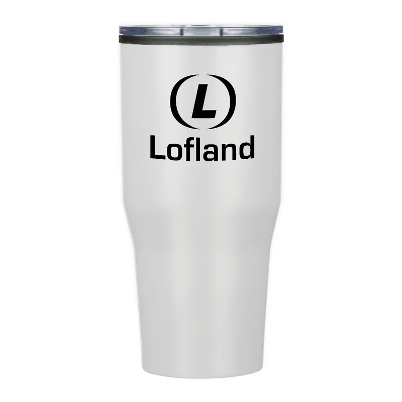 Tall narrow drink cup viewed from the side