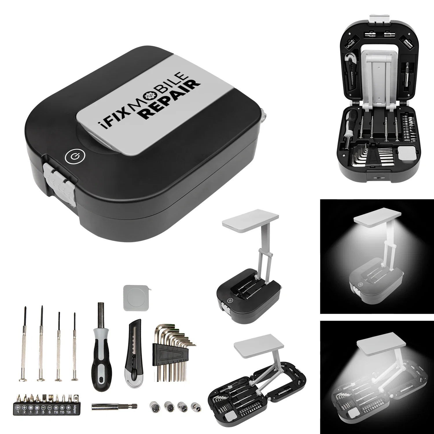 Folding case displayed clearly across the 30-piece tool kit
