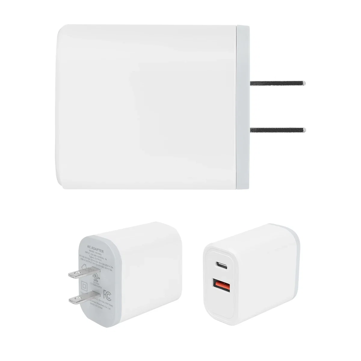 Output ports on the face of the compact charger
