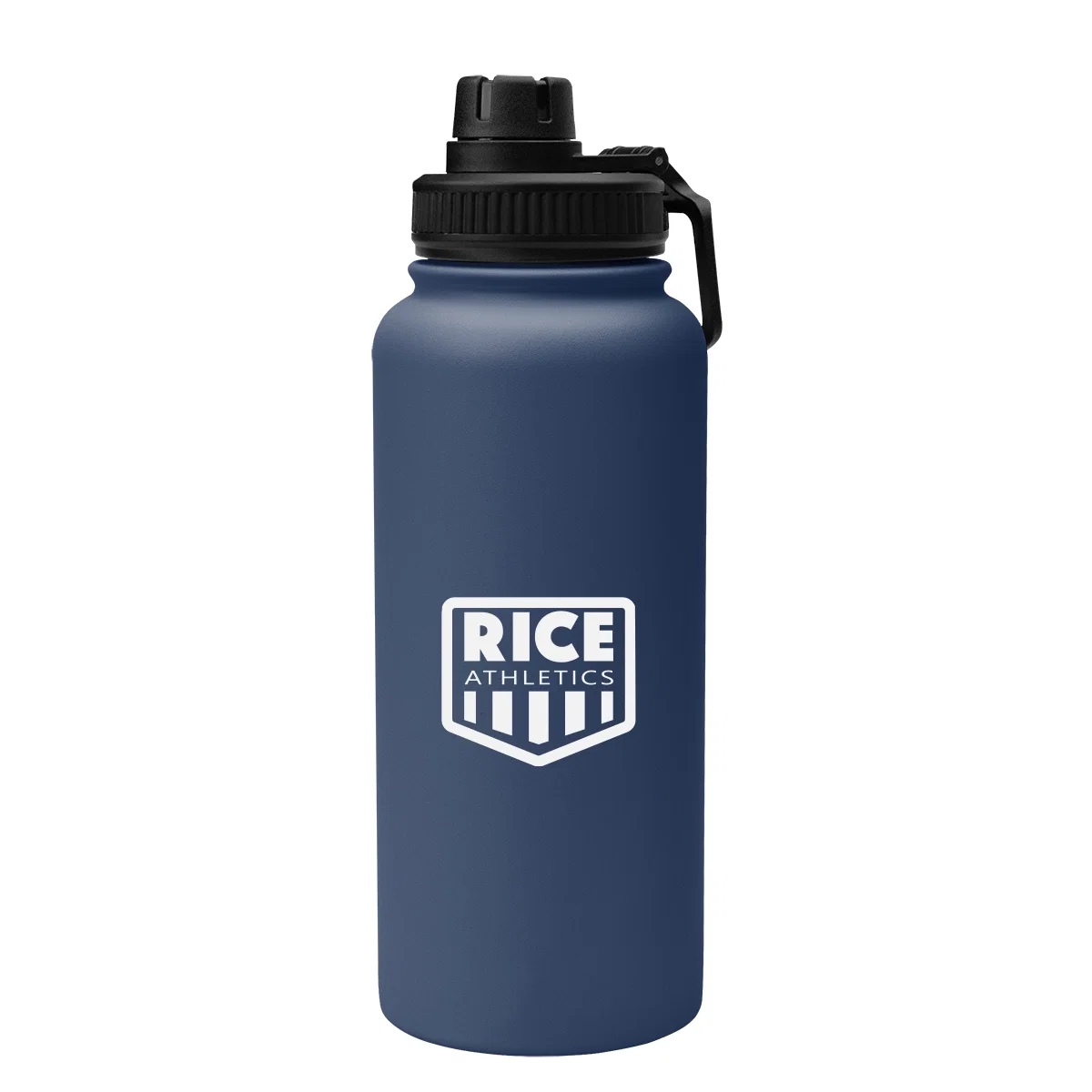 Recycled stainless steel bottle holding 32 ounces, ten inches tall