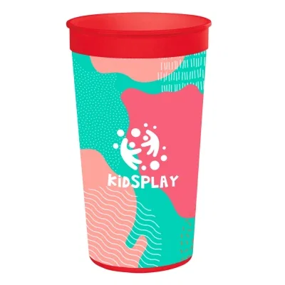Printed artwork continuing around the back of the cup