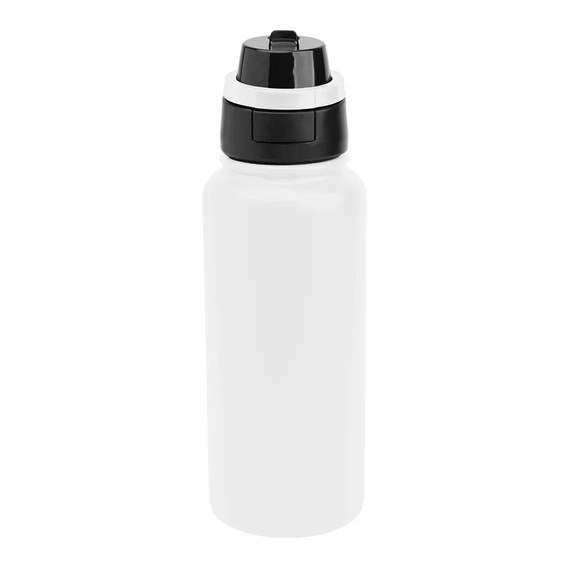 Angled view of the reusable drink container against a plain backdrop