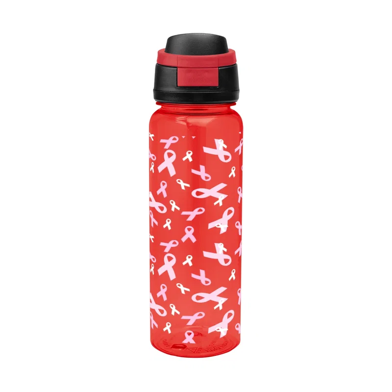 Print area across the wide front panel of the bottle