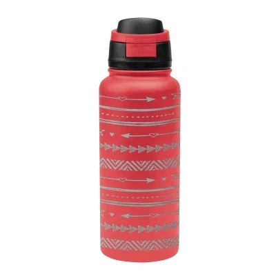 Light blue bottle angled on a plain background