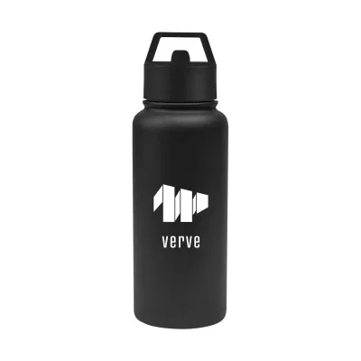 Recycled stainless steel water bottle with a thirty two ounce capacity