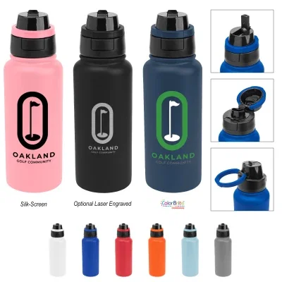 Chug lid set beside the metal bottle