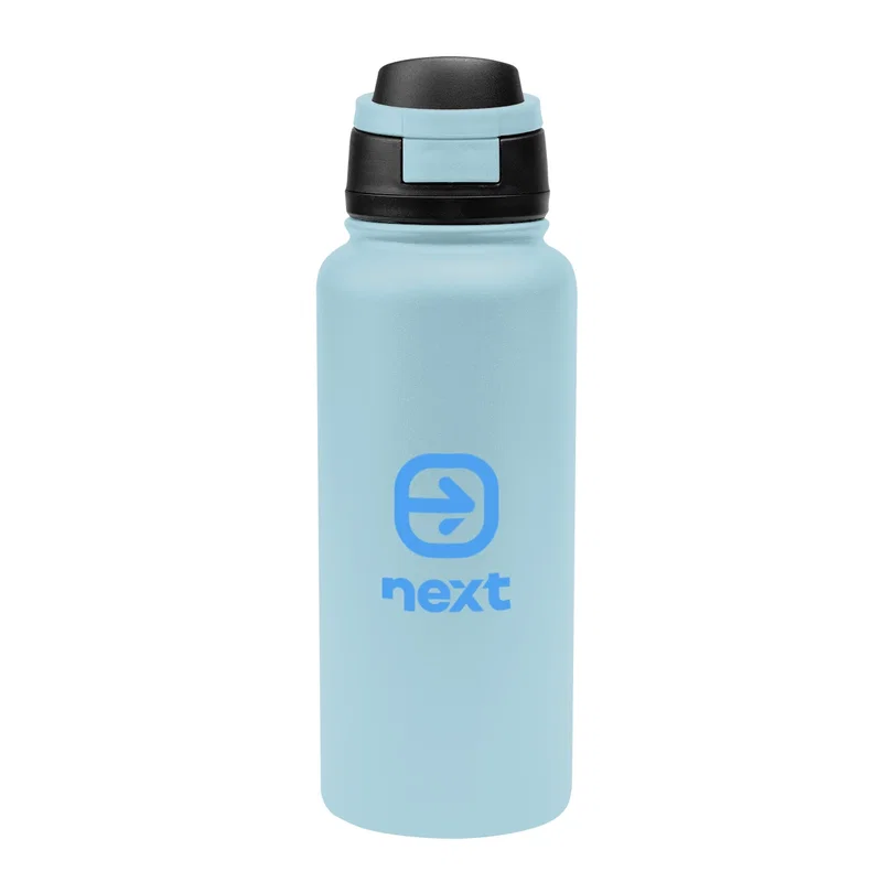 The screw lid of the water bottle with each detail in focus
