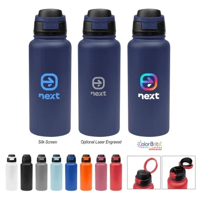One recycled stainless steel bottle pictured alone for hikes