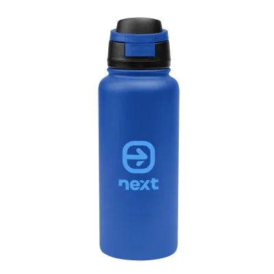 Slim metal bottle shown in full with the lid top in view