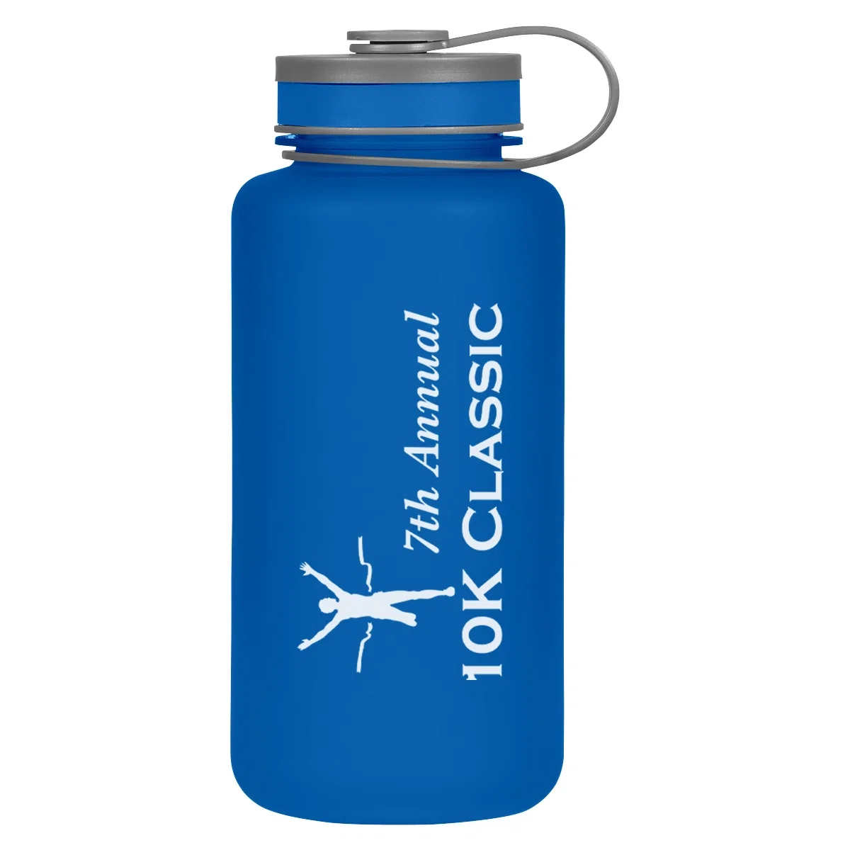 Tall sports bottle shown with its lid in place