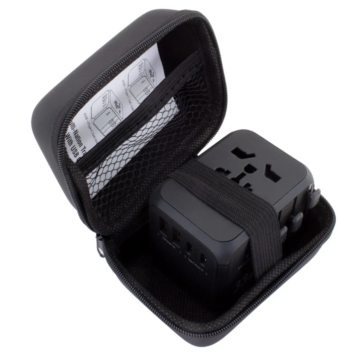 Angled view of the square adapter housing and its output ports