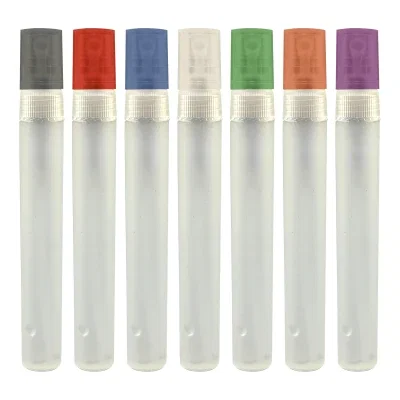 Refillable spray bottle standing upright with the cap on
