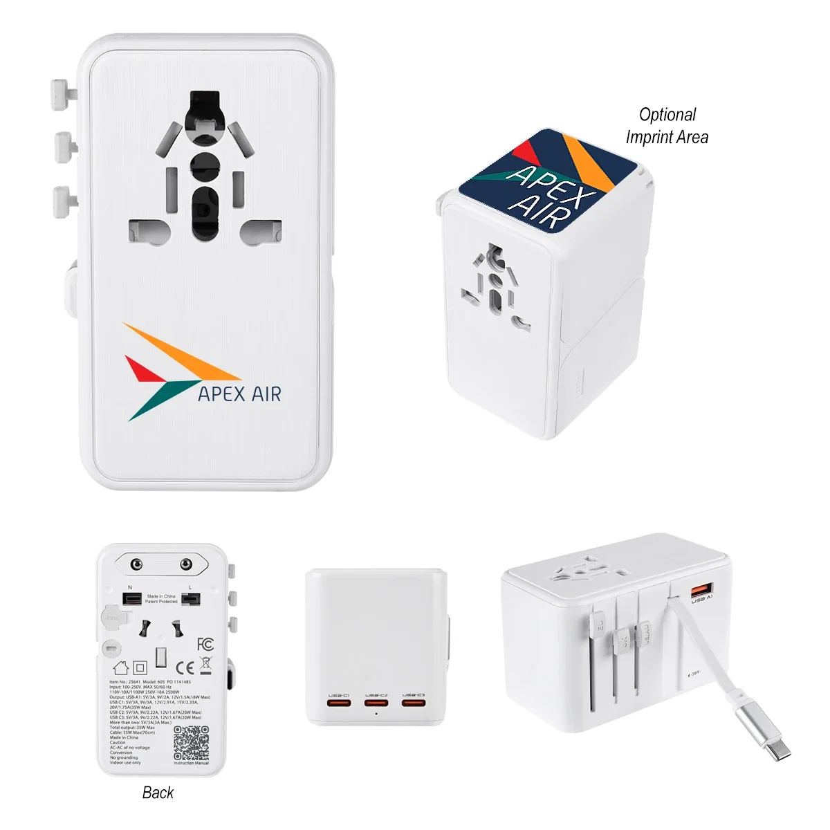 Prongs extended for use in an overseas wall outlet