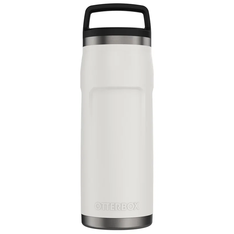 Tall insulated bottle ready for a taproom refill