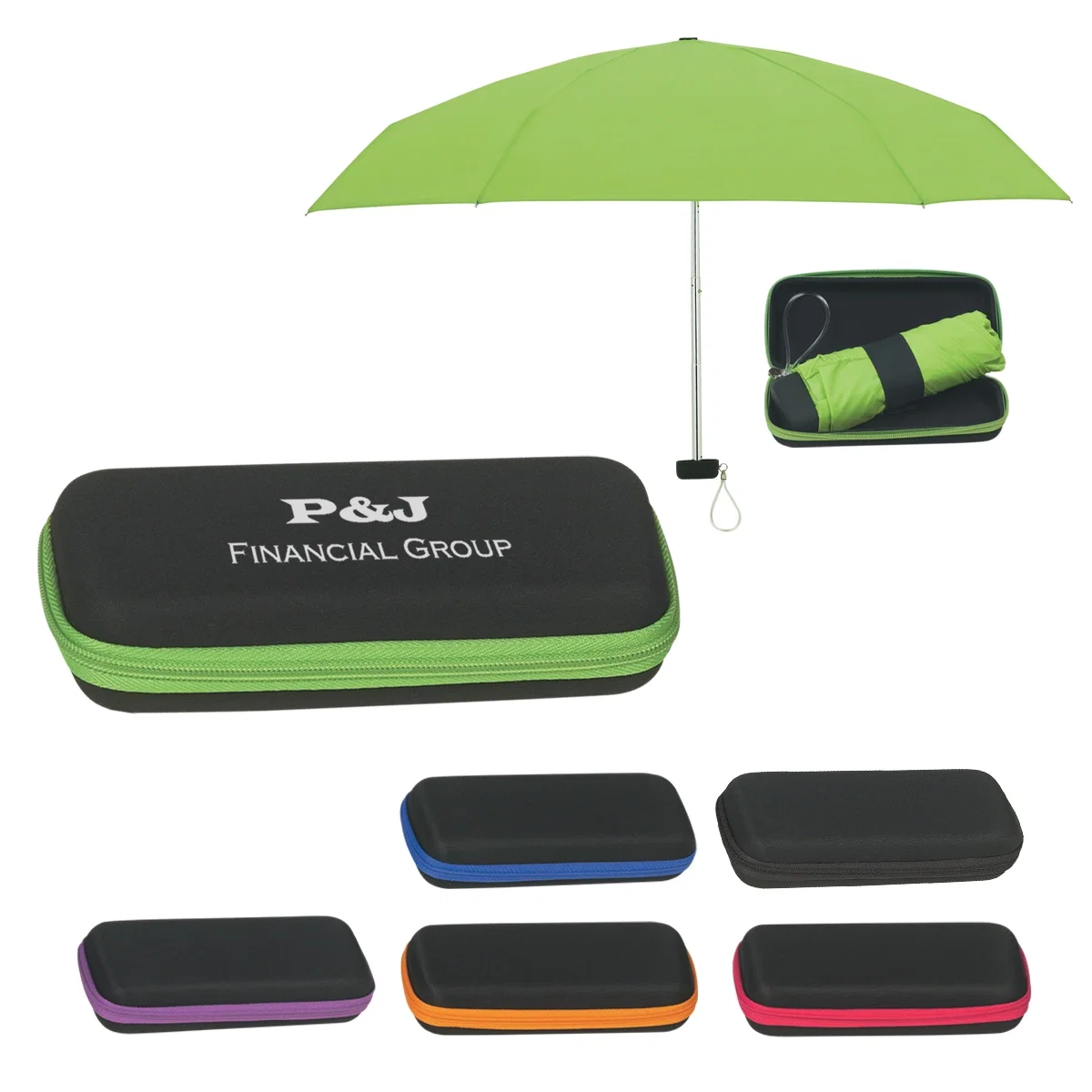 Folding travel umbrella with EVA case, 37 inch arc