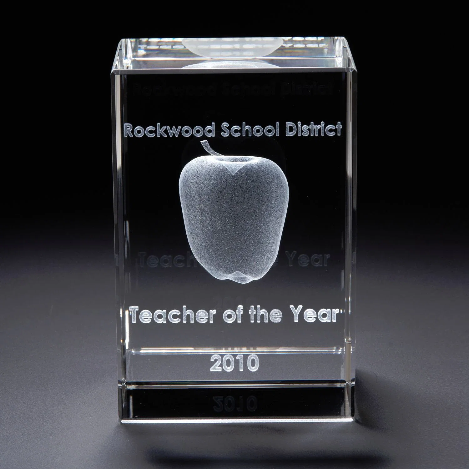 3D Crystal Block Large Award — Clear — view 2