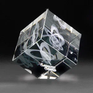 Medium Jewel Cube Crystal Award, 2.38" Optical Crystal, Full-Color Imprint