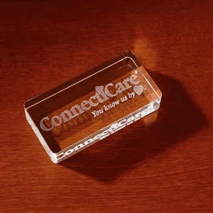 Rectangle Crystal Paperweight, 4.75" x 2.38" x 1" Optical Crystal, Full-Color Imprint