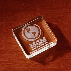 Small Square Crystal Paperweight, 2.38" x 1" Optical Crystal, Full-Color Imprint