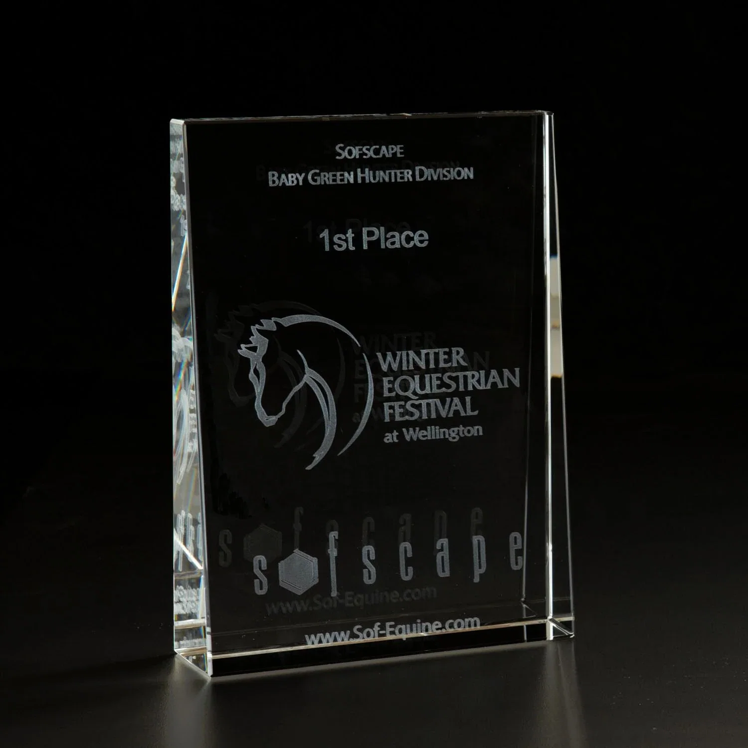 3D Crystal Wedge Large Award — Clear — view 2