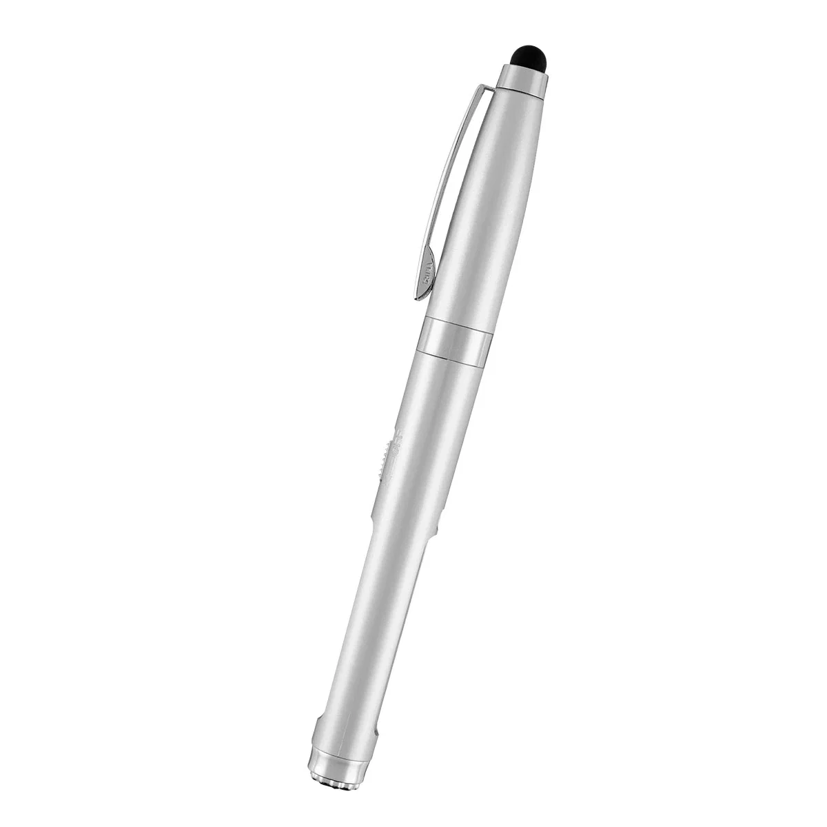 Writing end extended above a notepad on a desk