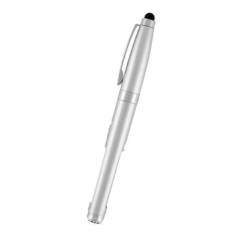 Writing end extended above a notepad on a desk