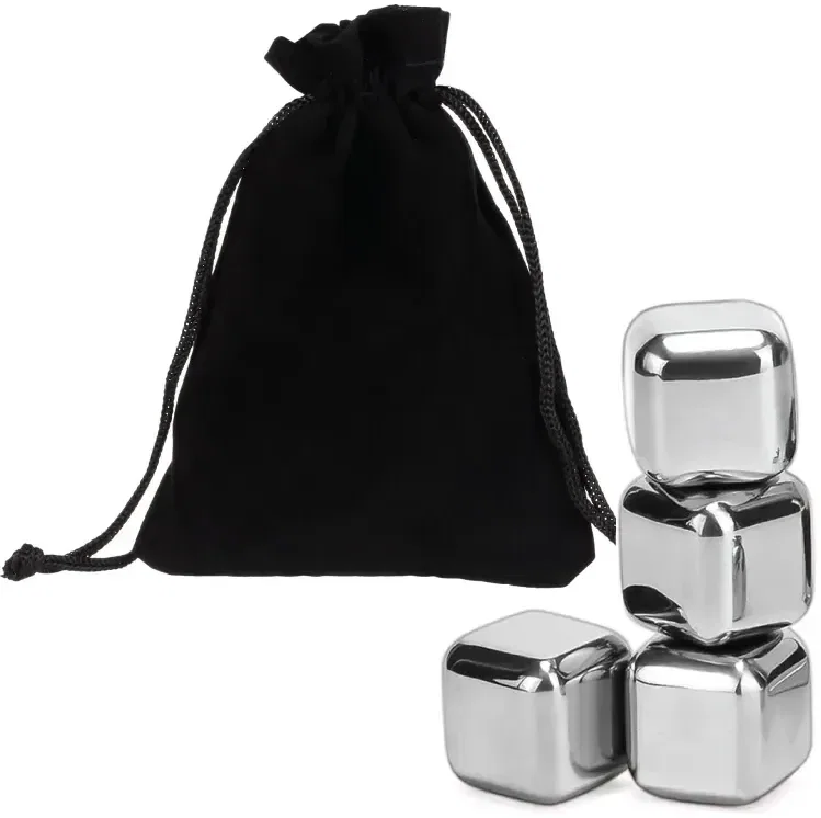 Custom Logo Stainless Steel Whiskey Ice Cubes (4 Pack) — view 2