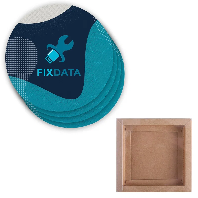 4 Pc reGen Recycled Polyester Round Dye Sub Coaster Set — view 3